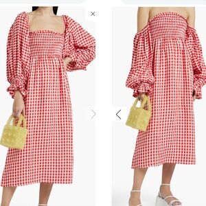 Sleeper Atlanta Red Gingham Off-Shoulder Dress NWT